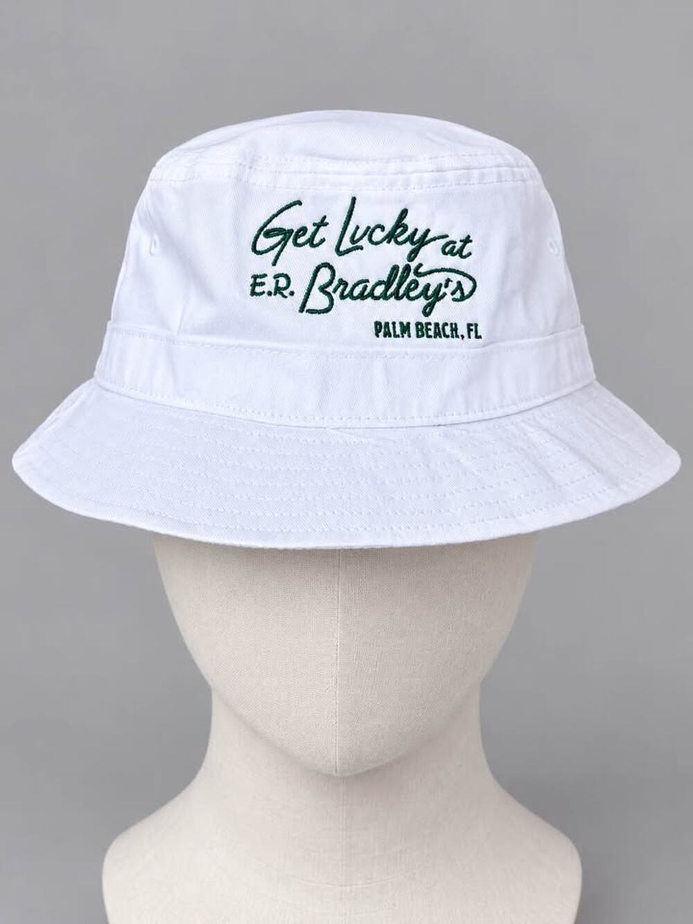 Pukka E.R. Bradley’s Palm Beach White Embroidered Bucket Hat NWT